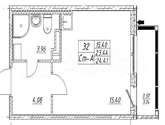 Квартира-студия, 24,4 м², 2/5 эт.