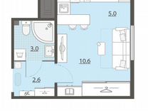 Квартира-студия, 21,4 м², 12/25 эт.
