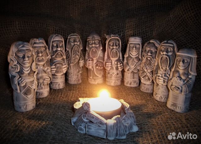 Кумиры Славянских богов чуры 10шт.+костер
