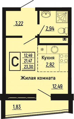 Квартира-студия, 23,3 м², 8/16 эт.