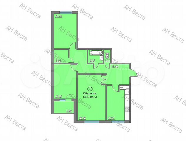 3-к. квартира, 83,3 м², 4/10 эт.