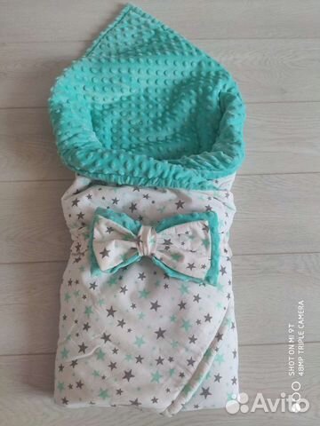Комплект на выписку, конверт-одеяло+боди и шапочка