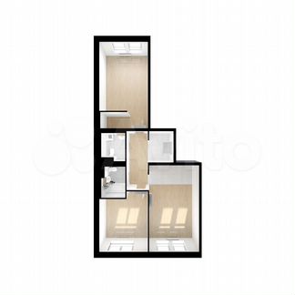 2-к квартира, 72 м², 3/15 эт.