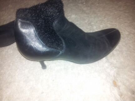 Сапоги весна осень женские на каблуке с меховыми ч