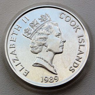 Острова Кука 50 долларов,1989г. Серебро 31гр