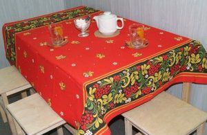 Красивая скатерть Хохлома хлопок новая + прихватка