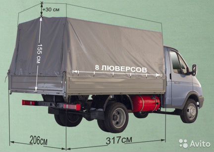 Тент стандартный Газель плюс 30 см высота
