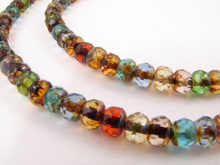 Бусы Разноцветный микс с патиной, чешское стекло
