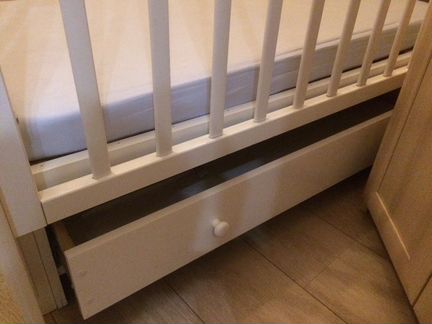 Кроватка детская белая + матрас