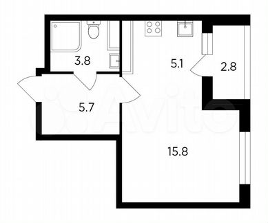 Квартира-студия, 31.9 м², 9/19 эт.