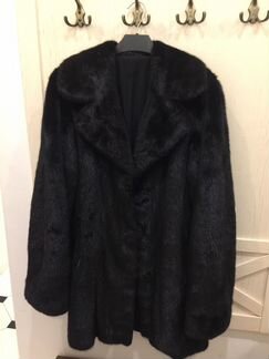 Шуба чёрная из канадской норки б/у