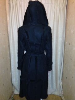 Дубленка чёрная с отделкой меха тоскана