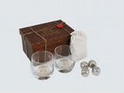 Камни для виски 4шт + 2 бокала, деревянная коробка
