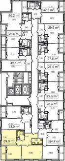 2-к квартира, 69 м², 25/25 эт.