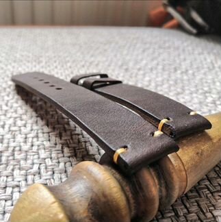 Ремешок 18мм для часов из темно коричневой кожи