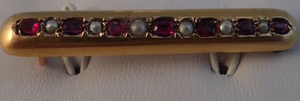 Брошь - Золото 56 Царизм - Рубины и Жемчуг