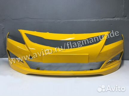 Бампер желтый Солярис 2014-2017 рестайлинг