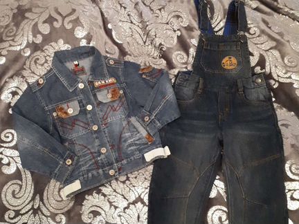 Джинсовый комбинезон 110/ куртка 110-116