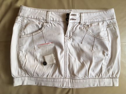 Мини-юбка джинсовая белая Benetton Jeans