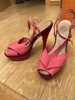 Яркие розово-красные туфли 39-40 Zara