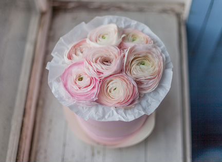 Ранункулюсы в шляпной коробке