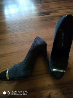 Туфли замшевые, цвет серый с отливом в фиолетовый