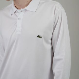 Поло с длинным рукавом Lacoste белое