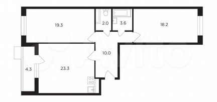 2-к квартира, 78.4 м², 8/19 эт.