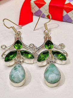 Серьги с ларимарами в серебре
