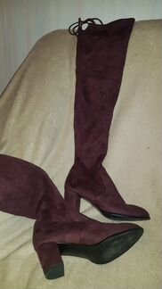 Сапоги-чулки замшевые бордовые