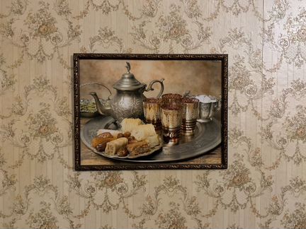 Картина «Чайник и восточные сладости, пахлава»