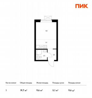 Квартира-студия, 19.7 м², 18/32 эт.