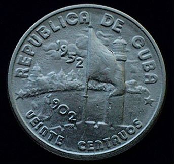 Куба 20 centavos 1949,1952 г