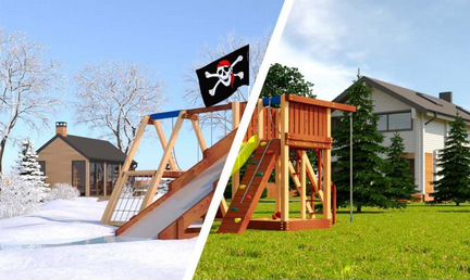 Детская деревянная площадка Савушка 4 сезона - 1